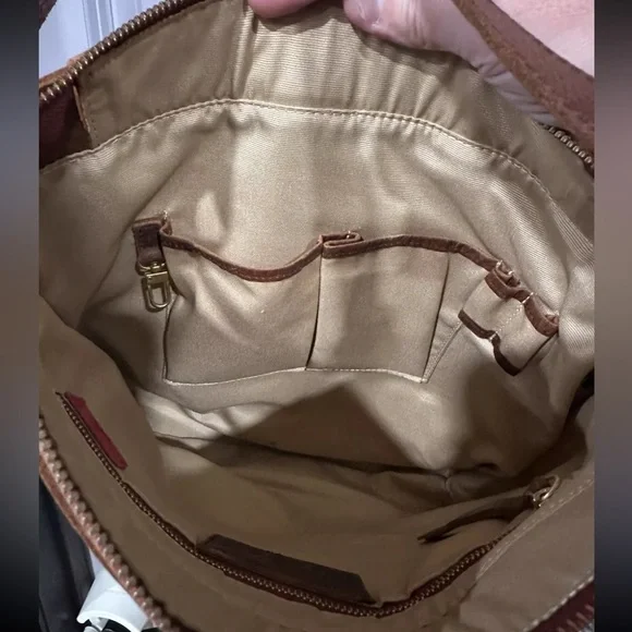 Osgoode Marley Jordyn N/S Zip Top Brown Distressed Leather Crossbody Purse RFID - Picture 10 of 15